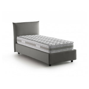 Letto singolo Astianatte, Letto contenitore con rivestimento in tessuto, 100% Made in Italy, Apertura laterale, con materasso Cm 80x190 incluso, Grigio