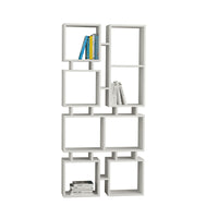 Libreria 0, Biblioteca a 8 scomparti, Scaffale da ufficio per libri, Mobile portalibri, Cm 79x24h166, Bianco