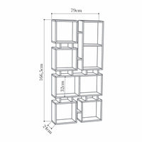 Libreria 0, Biblioteca a 8 scomparti, Scaffale da ufficio per libri, Mobile portalibri, Cm 79x24h166, Bianco