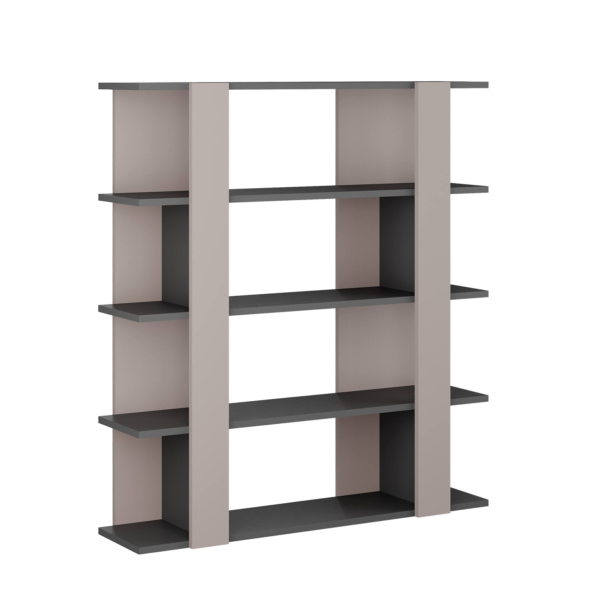 Libreria 0, Biblioteca a 4 ripiani, Scaffale da ufficio per libri, Mobile portalibri, Cm 110x29h122, Grigio