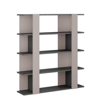 Libreria 0, Biblioteca a 4 ripiani, Scaffale da ufficio per libri, Mobile portalibri, Cm 110x29h122, Grigio