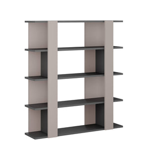 Libreria 0, Biblioteca a 4 ripiani, Scaffale da ufficio per libri, Mobile portalibri, Cm 110x29h122, Grigio