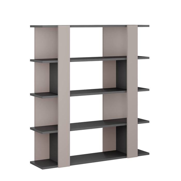 Libreria 0, Biblioteca a 4 ripiani, Scaffale da ufficio per libri, Mobile portalibri, Cm 110x29h122, Grigio