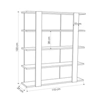 Libreria 0, Biblioteca a 4 ripiani, Scaffale da ufficio per libri, Mobile portalibri, Cm 110x29h122, Grigio