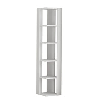Libreria 0, Biblioteca a 5 scaffali, Scaffale da ufficio per libri, Mobile portalibri, Cm 34x34h160, Bianco