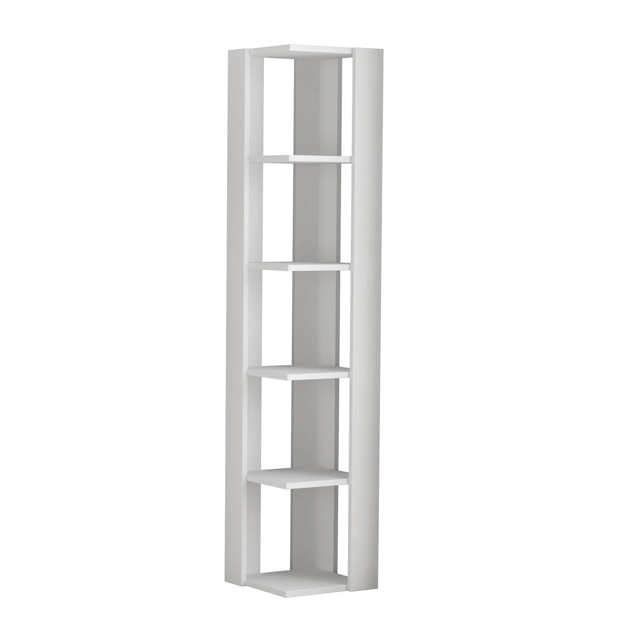 Libreria 0, Biblioteca a 5 scaffali, Scaffale da ufficio per libri, Mobile portalibri, Cm 34x34h160, Bianco