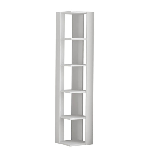 Libreria 0, Biblioteca a 5 scaffali, Scaffale da ufficio per libri, Mobile portalibri, Cm 34x34h160, Bianco