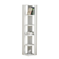 Libreria 0, Biblioteca a 5 scaffali, Scaffale da ufficio per libri, Mobile portalibri, Cm 34x34h160, Bianco