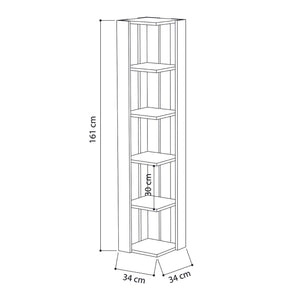 Libreria 0, Biblioteca a 5 scaffali, Scaffale da ufficio per libri, Mobile portalibri, Cm 34x34h160, Bianco