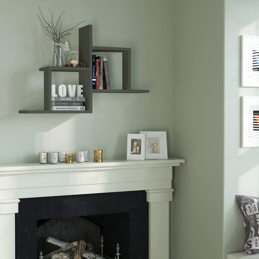 Mensola 0, Scaffale moderno da parete, Libreria sospesa, Cm 86x20h58, Antracite