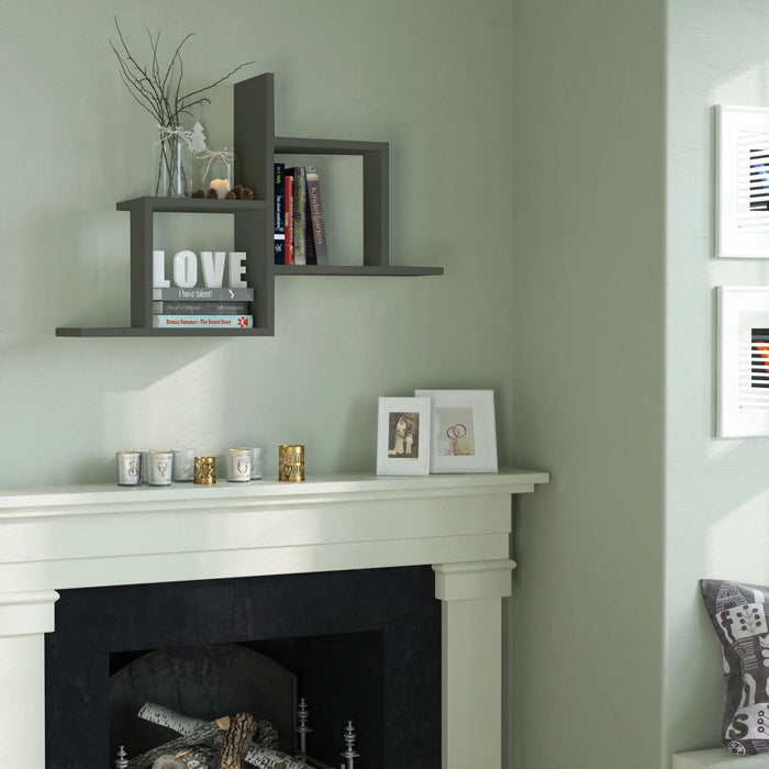 Mensola 0, Scaffale moderno da parete, Libreria sospesa, Cm 86x20h58, Antracite