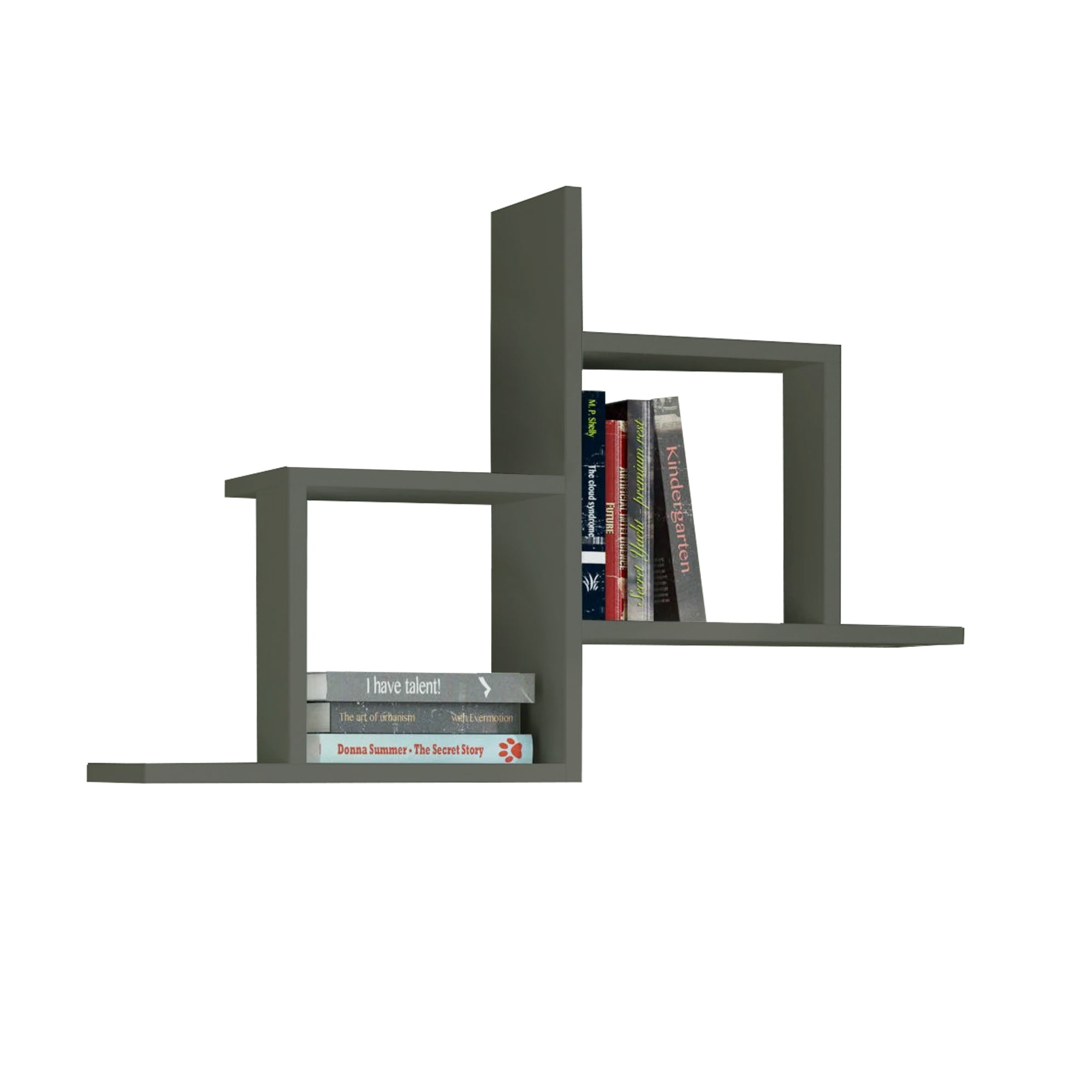 Mensola 0, Scaffale moderno da parete, Libreria sospesa, Cm 86x20h58, Antracite