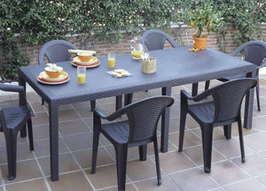 Tavolo da esterno Dmains, Tavolo rettangolare allungabile da pranzo, Tavolo da giardino estensibile multiuso, 100% Made in Italy, Cm 150x90h72, Antracite