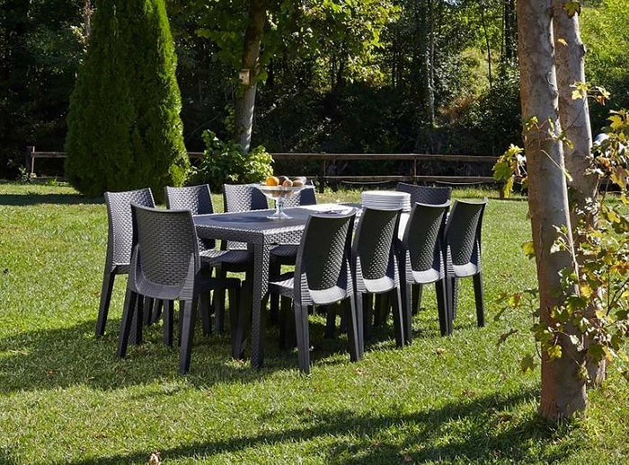 Tavolo da esterno Dmains, Tavolo rettangolare allungabile da pranzo, Tavolo da giardino estensibile multiuso, 100% Made in Italy, Cm 150x90h72, Antracite
