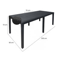 Tavolo da esterno Dmains, Tavolo rettangolare allungabile da pranzo, Tavolo da giardino estensibile multiuso, 100% Made in Italy, Cm 150x90h72, Antracite