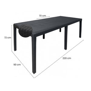 Tavolo da esterno Dmains, Tavolo rettangolare allungabile da pranzo, Tavolo da giardino estensibile multiuso, 100% Made in Italy, Cm 150x90h72, Antracite