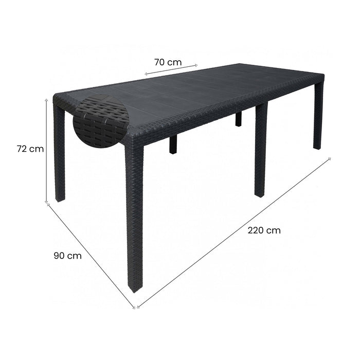 Tavolo da esterno Dmains, Tavolo rettangolare allungabile da pranzo, Tavolo da giardino estensibile multiuso, 100% Made in Italy, Cm 150x90h72, Antracite