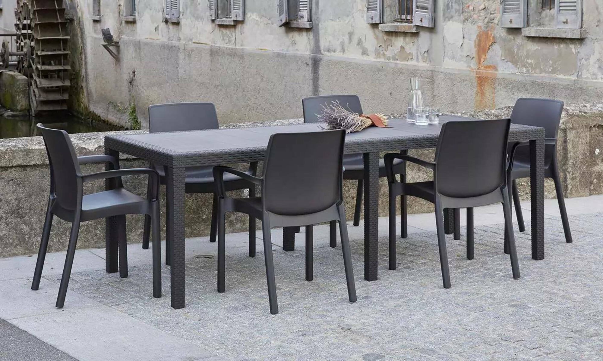 Tavolo da esterno Dmains, Tavolo rettangolare allungabile da pranzo, Tavolo da giardino estensibile multiuso, 100% Made in Italy, Cm 150x90h72, Antracite