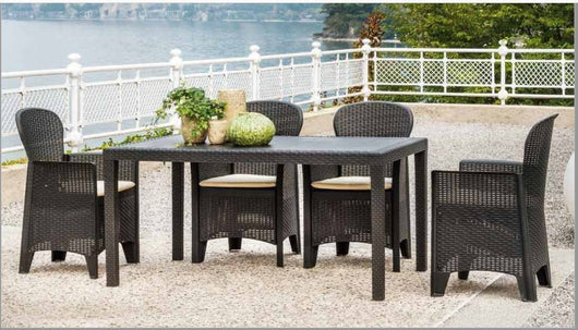 Tavolo da esterno Dmachac, Tavolo rettangolare da pranzo, Tavolo da giardino multiuso, 100% Made in Italy, Cm 150x90h72, Antracite