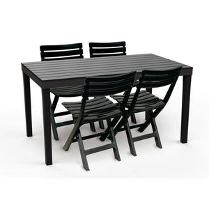 Tavolo da esterno Dmoto, Tavolo rettangolare da pranzo effetto legno, Tavolo da giardino multiuso, 100% Made in Italy, Cm 138x78h72, Antracite