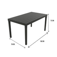 Tavolo da esterno Dmoto, Tavolo rettangolare da pranzo effetto legno, Tavolo da giardino multiuso, 100% Made in Italy, Cm 138x78h72, Antracite