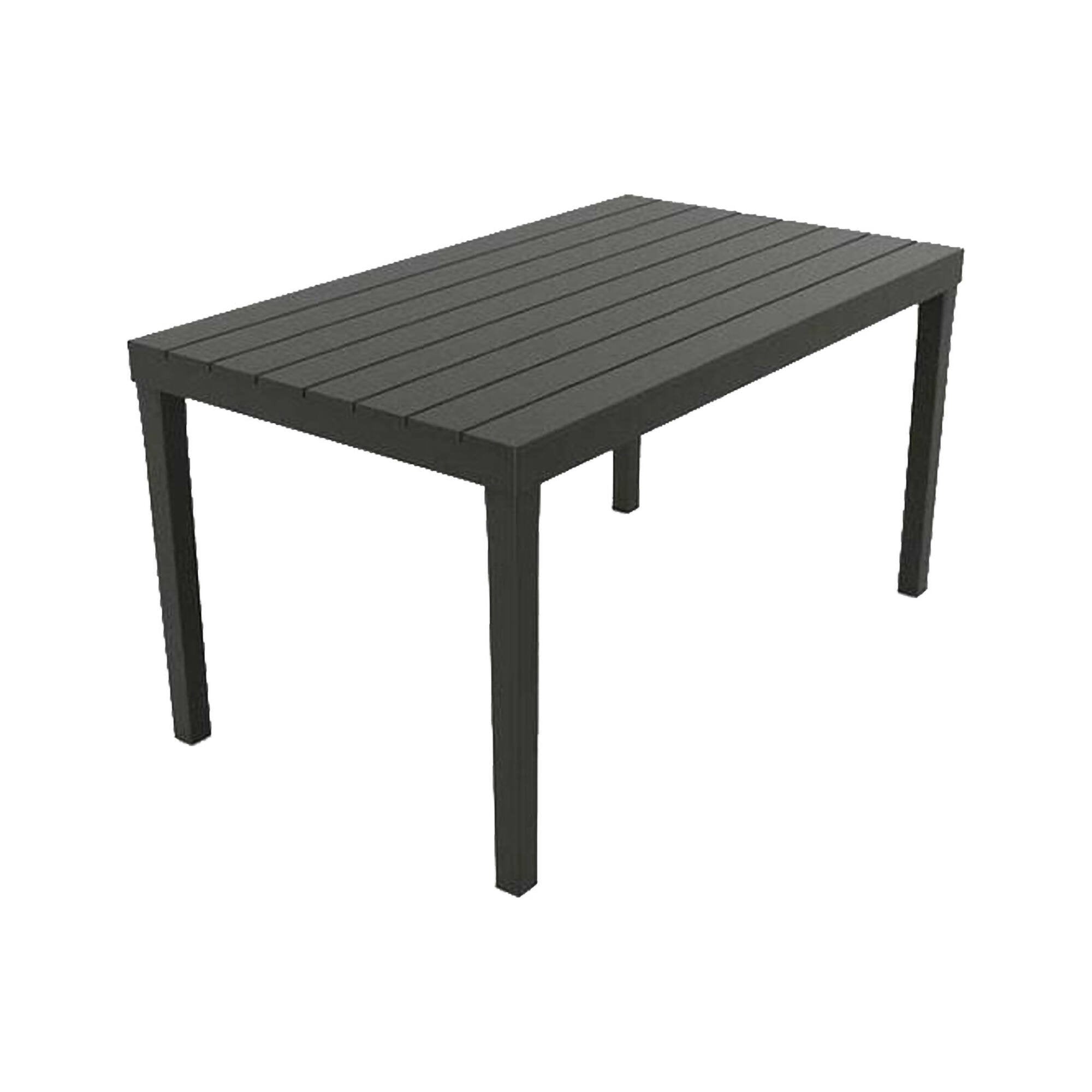 Tavolo da esterno Dmoto, Tavolo rettangolare da pranzo effetto legno, Tavolo da giardino multiuso, 100% Made in Italy, Cm 138x78h72, Antracite