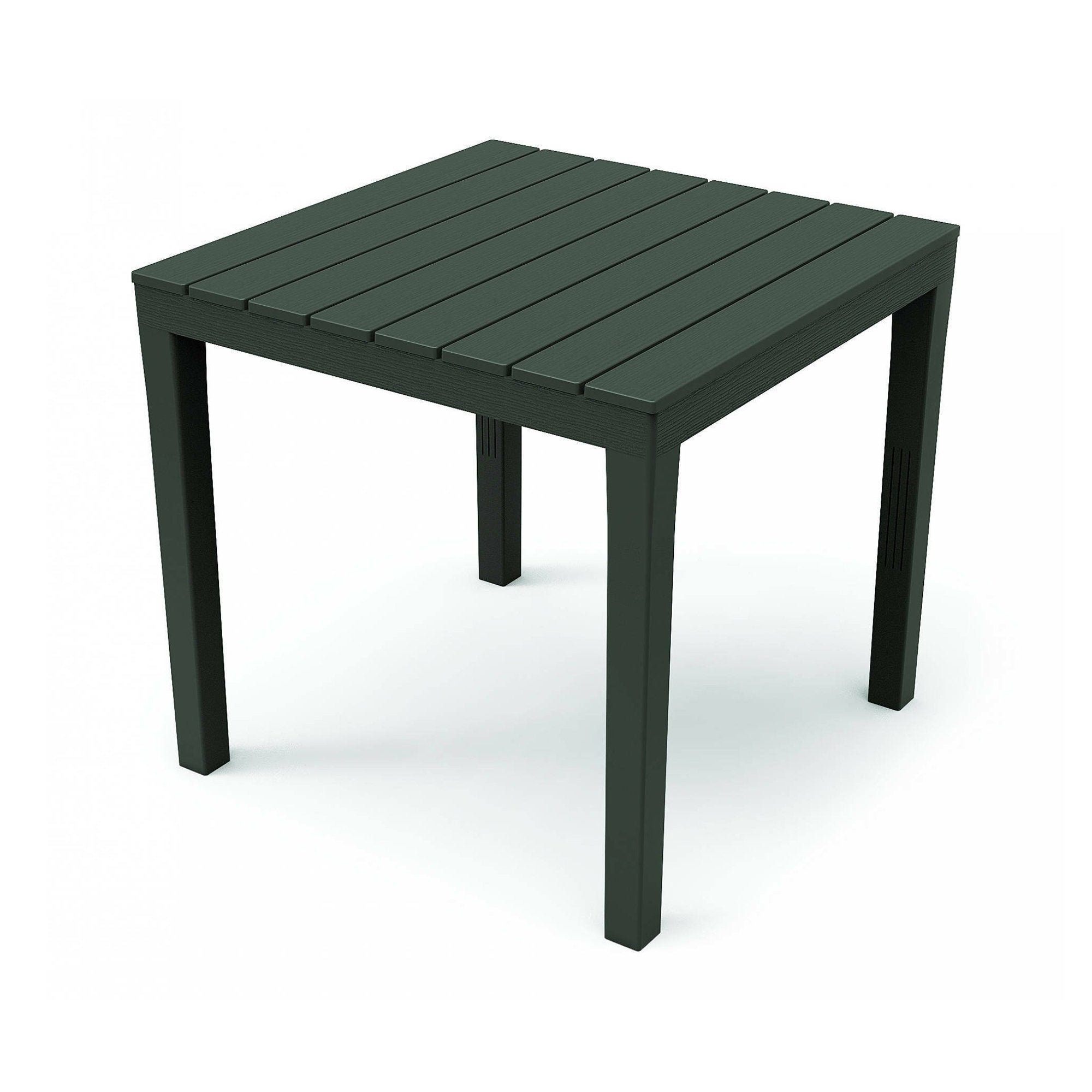 Tavolo da esterno Dmurill, Tavolo quadrato effetto legno, Tavolino da giardino multiuso, 100% Made in Italy, Cm 78x78h72, Antracite