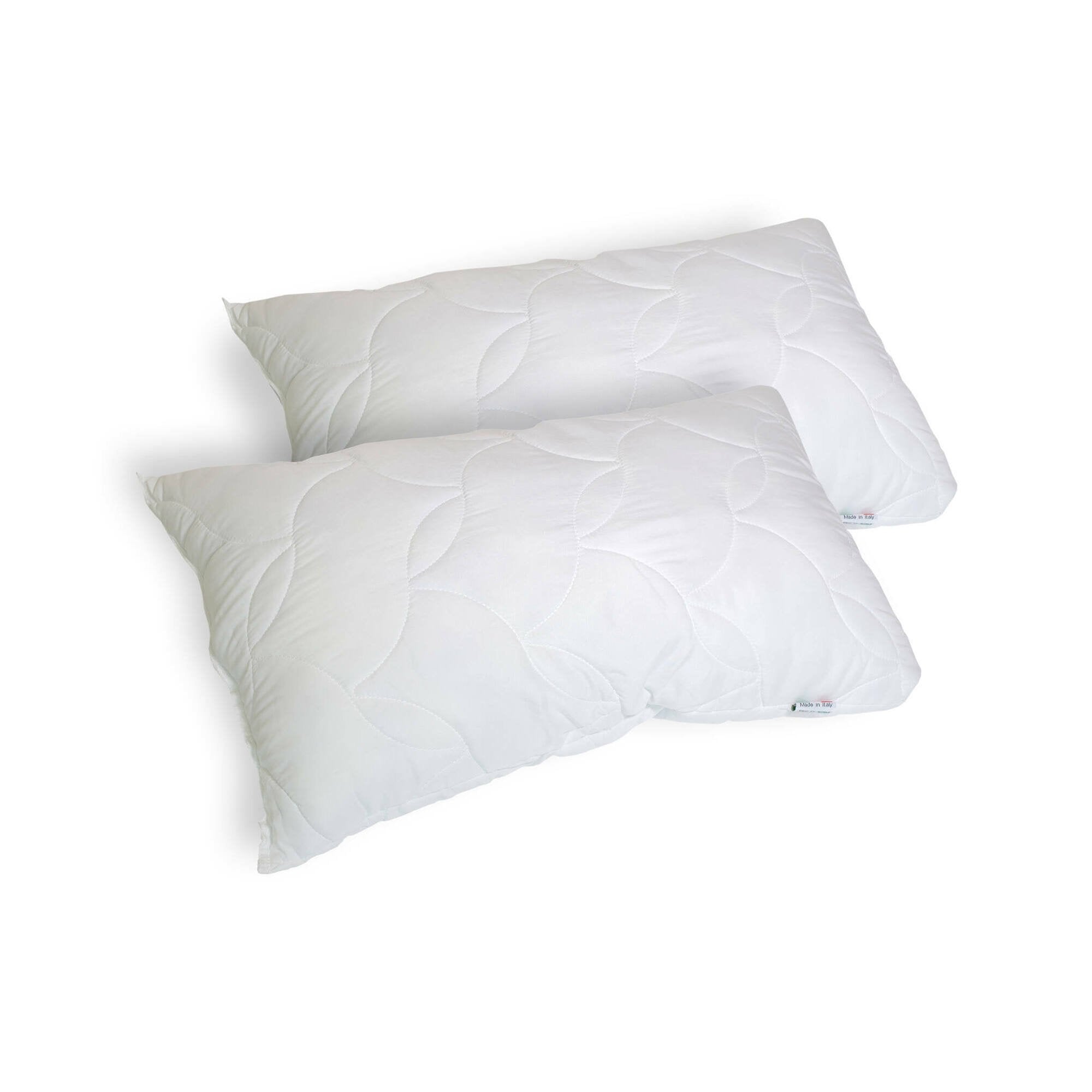 Talamo Italia coppia di cuscini per Salvia, 100% Made in Italy, Guanciali in fiocco di Memory foam forato, Anallergico e Traspirante, 73x44xh14 cm