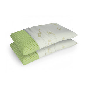 Talamo Italia coppia di cuscini per Maggiorana, 100% Made in Italy, Guanciali in Green Memory Biologico forato e federa ecosostenibile, 73x43xh14 cm