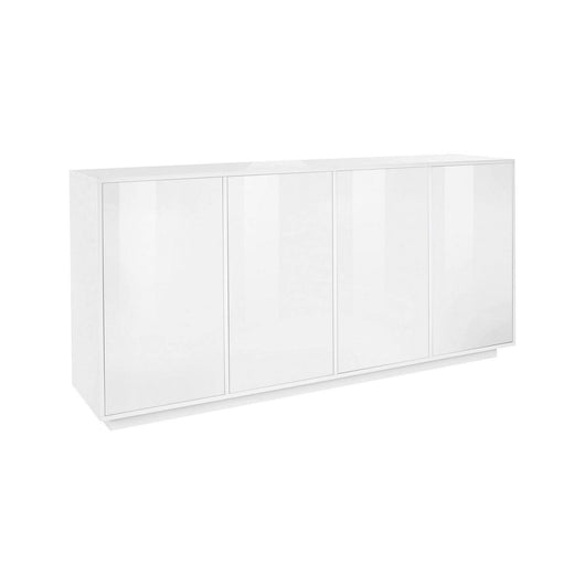 Credenza Aulina, Madia da cucina a 4 ante, Buffet da soggiorno, 100% Made in Italy, cm 180x41h86, Bianco lucido