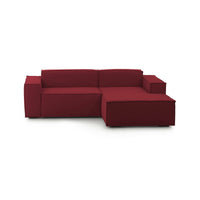 Divano fisso Ameli, Divano componibile a 2 posti large con penisola destra, Made in Italy, SofÒ  moderno in tessuto, Cm 240x170h70, Rosso