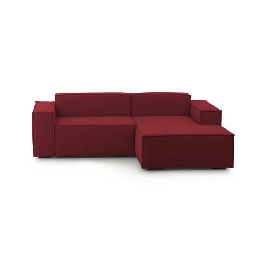 Divano fisso Ameli, Divano componibile a 2 posti large con penisola destra, Made in Italy, SofÒ  moderno in tessuto, Cm 240x170h70, Rosso