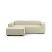 Divano fisso Assurte, Divano componibile a 2 posti large con penisola sinistra, Made in Italy, SofÒ  moderno in tessuto, Cm 240x170h70, Beige
