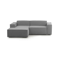 Divano fisso Assurte, Divano componibile a 2 posti large con penisola sinistra, Made in Italy, SofÒ  moderno in tessuto, Cm 240x170h70, Grigio