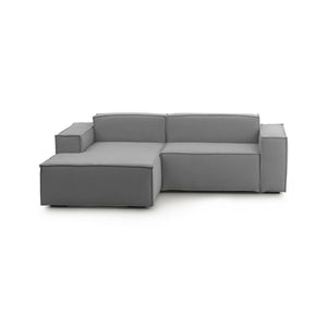 Divano fisso Assurte, Divano componibile a 2 posti large con penisola sinistra, Made in Italy, SofÒ  moderno in tessuto, Cm 240x170h70, Grigio