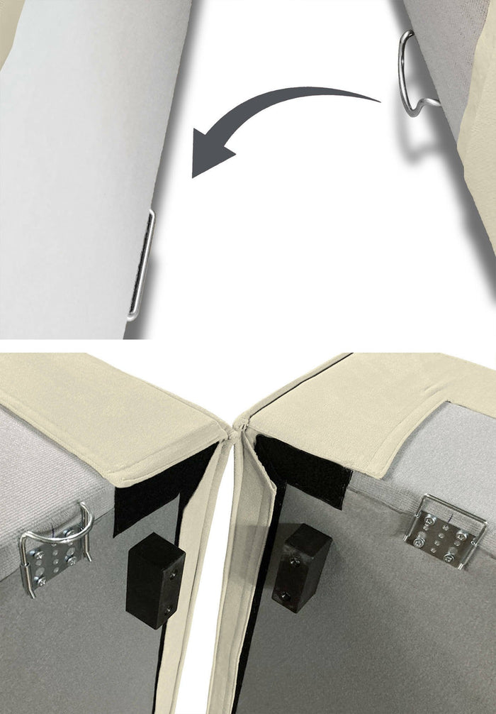 Divano fisso Amuleto, Divano componibile a 2 posti con penisola destra, Made in Italy, SofÒ  moderno in tessuto, Cm 220x170h70, Beige