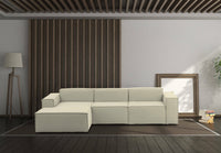 Divano fisso Alganibra, Divano componibile a 3 posti con penisola sinistra, Made in Italy, SofÒ  moderno in tessuto, Cm 300x170h70, Beige