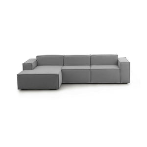 Divano fisso Alganibra, Divano componibile a 3 posti con penisola sinistra, Made in Italy, SofÒ  moderno in tessuto, Cm 300x170h70, Grigio