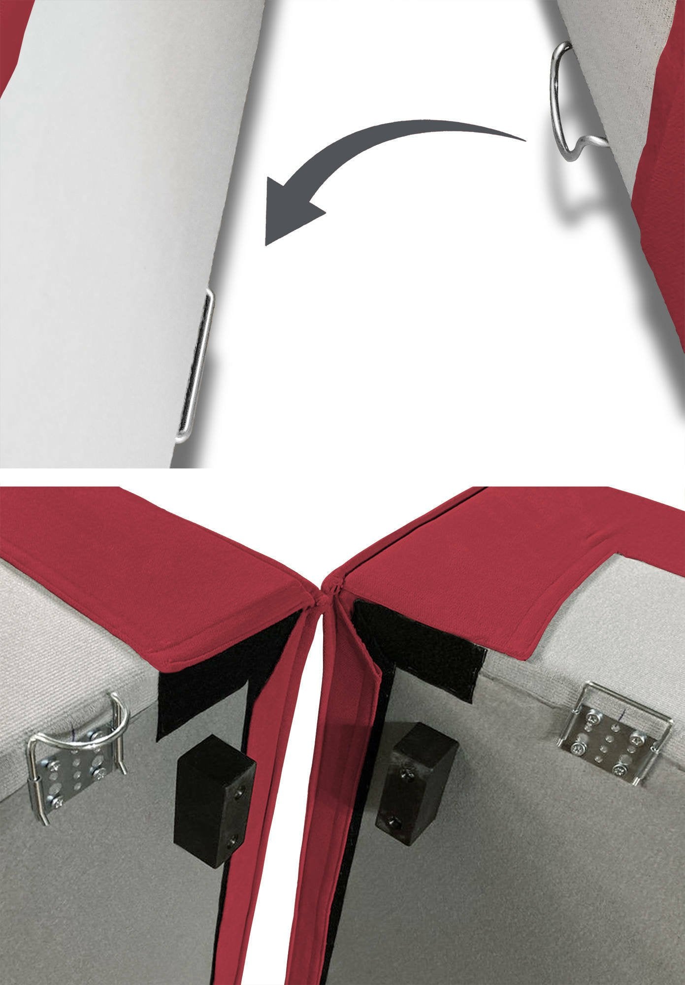 Divano fisso Alganibra, Divano componibile a 3 posti con penisola sinistra, Made in Italy, SofÒ  moderno in tessuto, Cm 300x170h70, Rosso