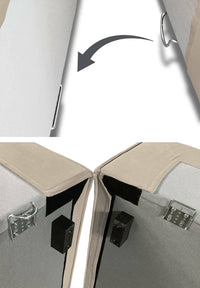 Divano fisso Alganibra, Divano componibile a 3 posti con penisola sinistra, Made in Italy, SofÒ  moderno in tessuto, Cm 300x170h70, Tortora