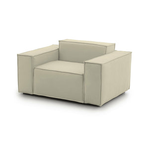 Poltrona Leonia, Poltrona da salotto, 100% Made in Italy, Poltroncina relax in tessuto imbottito, Cm 140x95h70, Beige