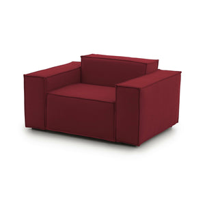 Poltrona Leonia, Poltrona da salotto, 100% Made in Italy, Poltroncina relax in tessuto imbottito, Cm 140x95h70, Rosso