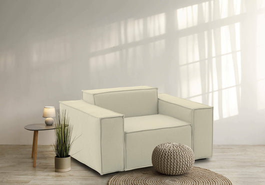 Poltrona Rodonite, Poltrona da salotto, 100% Made in Italy, Poltroncina relax in tessuto imbottito, Cm 160x95h70, Beige