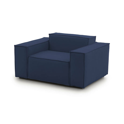 Poltrona Rodonite, Poltrona da salotto, 100% Made in Italy, Poltroncina relax in tessuto imbottito, Cm 160x95h70, Blu