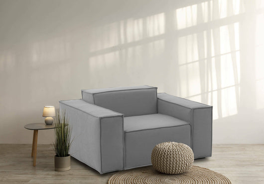 Poltrona Rodonite, Poltrona da salotto, 100% Made in Italy, Poltroncina relax in tessuto imbottito, Cm 160x95h70, Grigio
