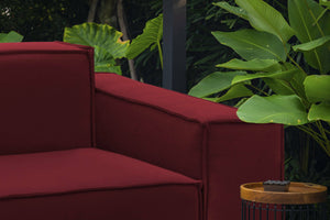 Poltrona Rodonite, Poltrona da salotto, 100% Made in Italy, Poltroncina relax in tessuto imbottito, Cm 160x95h70, Rosso