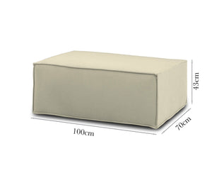 Pouf Assisi, Pouf da salotto, 100% Made in Italy, Poltroncina relax in tessuto imbottito, Cm 100x70h43, Beige