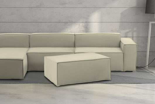 Pouf Assisi, Pouf da salotto, 100% Made in Italy, Poltroncina relax in tessuto imbottito, Cm 100x70h43, Beige