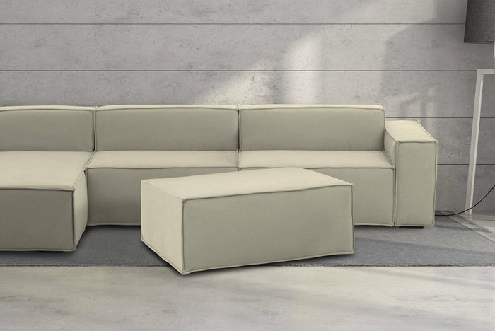 Pouf Assisi, Pouf da salotto, 100% Made in Italy, Poltroncina relax in tessuto imbottito, Cm 100x70h43, Beige