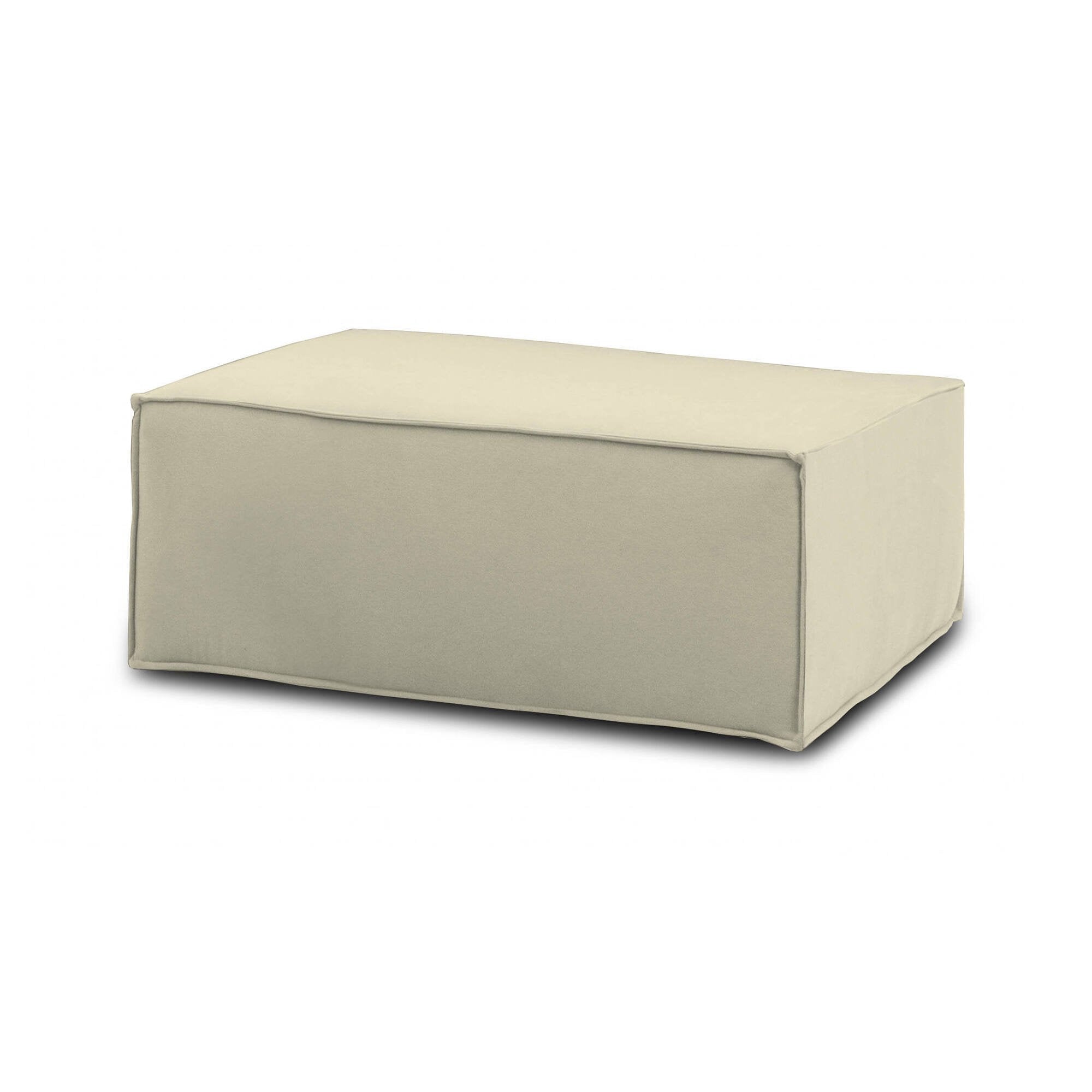 Pouf Assisi, Pouf da salotto, 100% Made in Italy, Poltroncina relax in tessuto imbottito, Cm 100x70h43, Beige